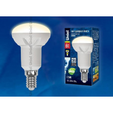 Лампа светодиодная рефлекторная (UL-00000937) Uniel E14 6W 3000K матовая LED-R50-6W/WW/E14/FR PLP01WH